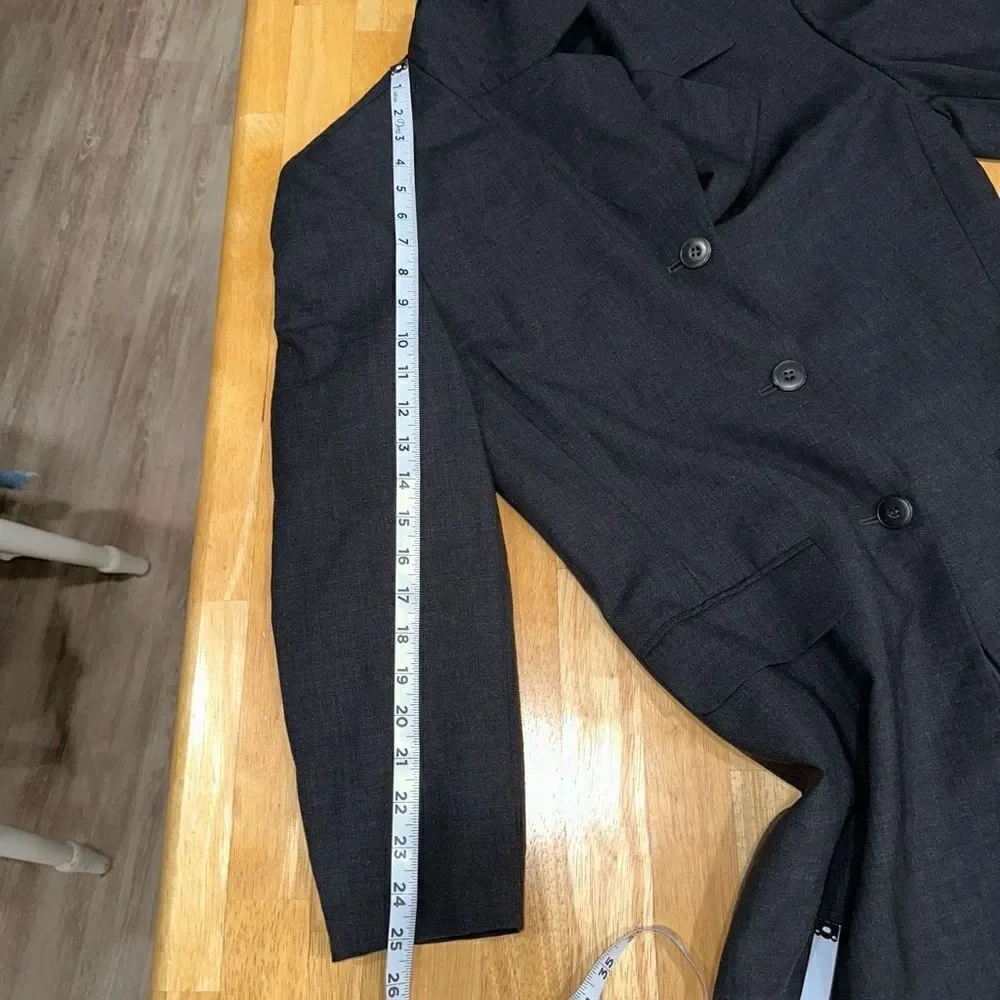 Liz Claiborne Collection Wool Blend Charcoal Gray Blazer Coat‎ Modest Career